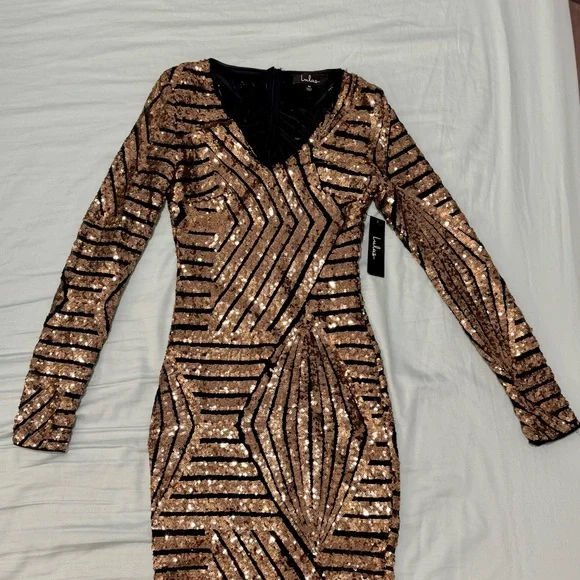 Lulus Party in Hills Black and Gold Sequin Bodycon Dress - Picture 5 of 7